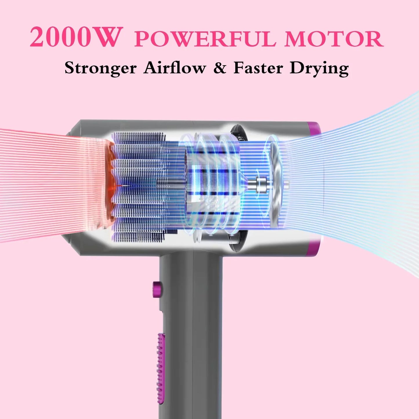 Wholesale 2000W AC Motor Hair Dryer Diffuser Million Negative Ion Custom Logo Professional for Salon Home Use Electric Power