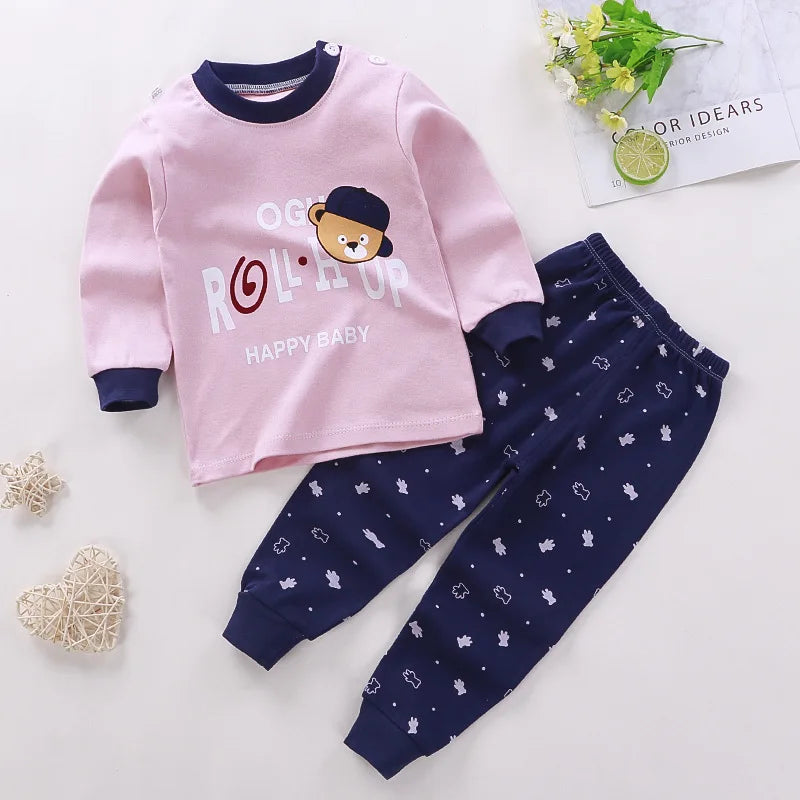 Chinese Baby Girl Clothes Autumn Set Long Sleeve Clothing Pink Cloudy Tshirts + Pants 2piece Set Toddler Infant Girl Outfits