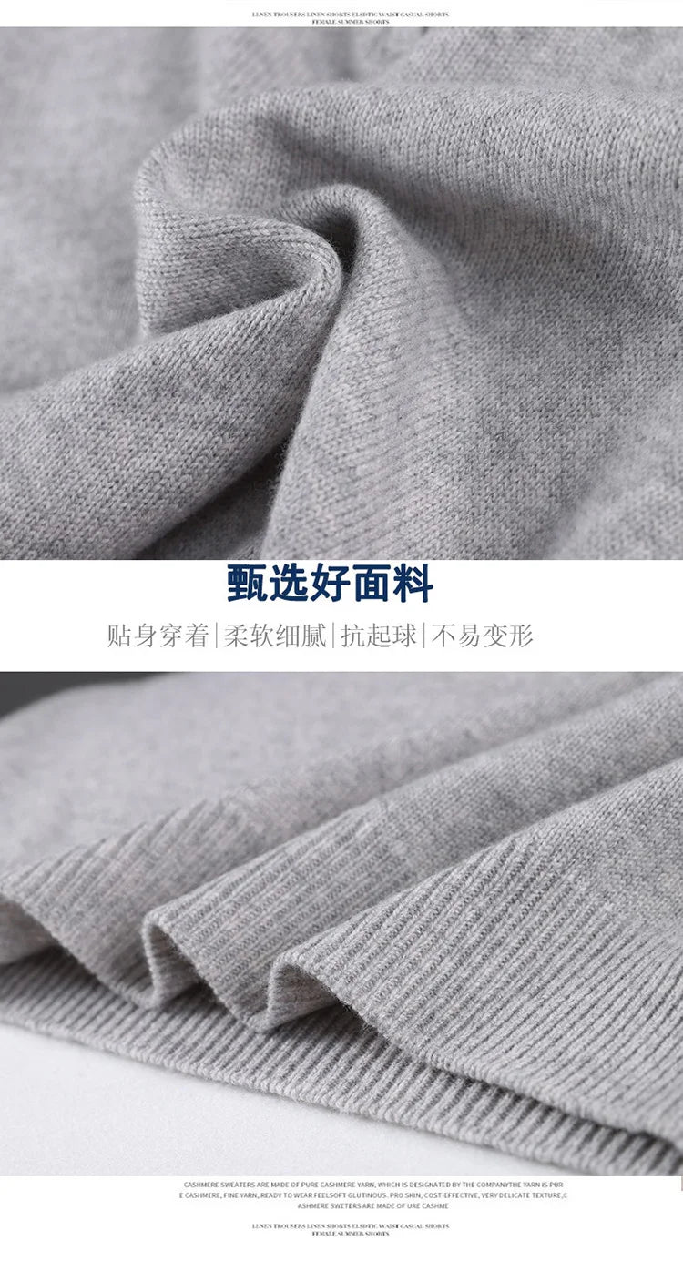 2025 New Pure Cashmere Sweater Men's Knit Large Size High-End Top 100%Wool Half High Neck Thick Pullover Winter Youth Wild Warm