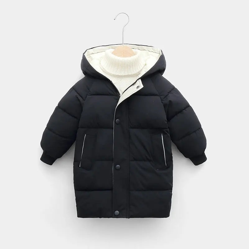 Kids Coats Baby Boys Jackets Fashion Warm Girls Hooded Snowsuit For 3-10Y Teen Children Thick Long Outerwear Kids Winter Clothes