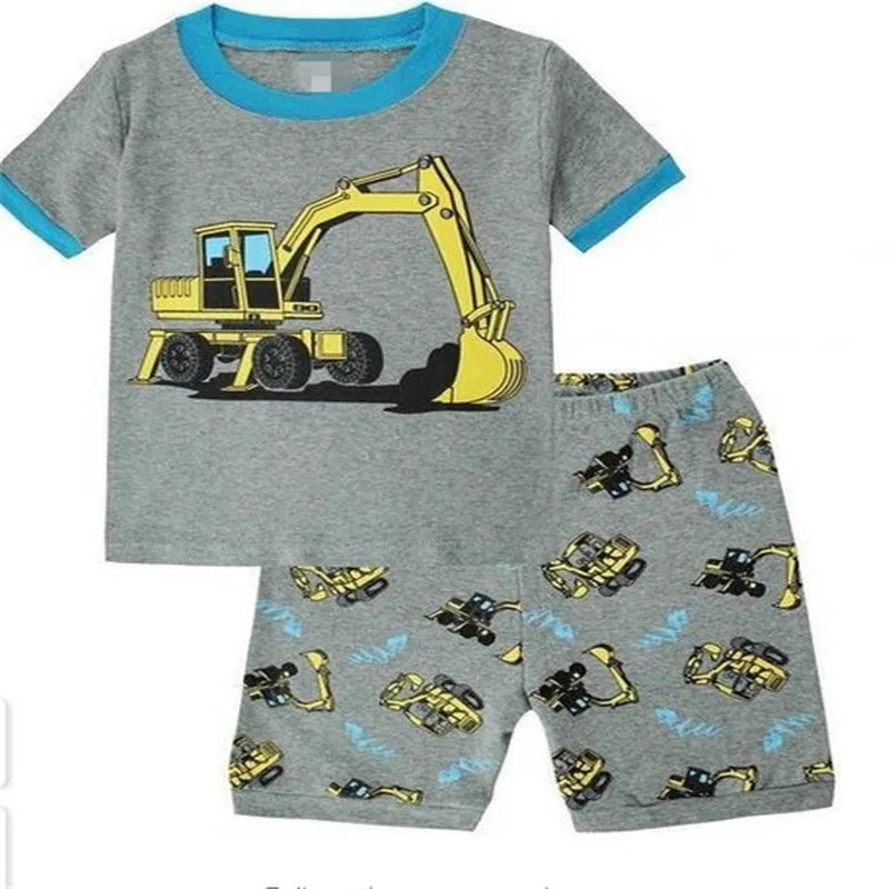 Summer Children's Pajamas Suit Boys Shortsleeve suit printed Cotton Dinosaur Cartoon Kids clothing Pyjamas