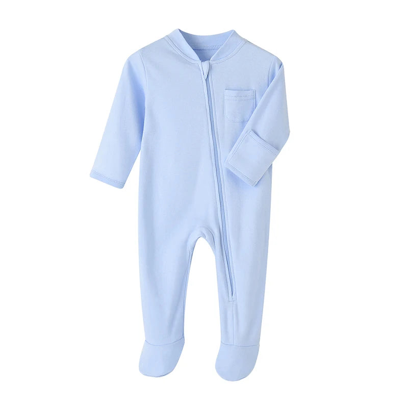 Mameluco para bebé recién nacido, mono con patas para primavera y otoño para niñas y niños, monos de algodón suave para niños pequeños, monos de Color sólido, ropa infantil