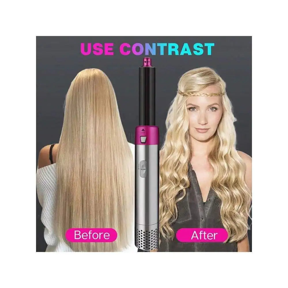 5-in-1 Multi-Purpose Air Brush Hair Dryer with Quick-Drying Curling Wand Styling Shaper and Curling Accessory