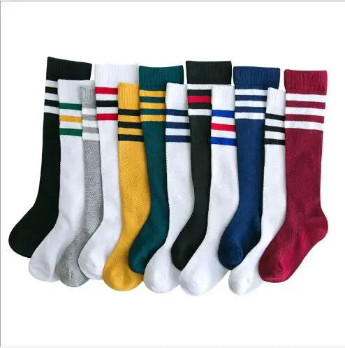 3 Pairs Pack 1-12 Y Spring Three Bar Mesh Boys and Girls College Wind Socks