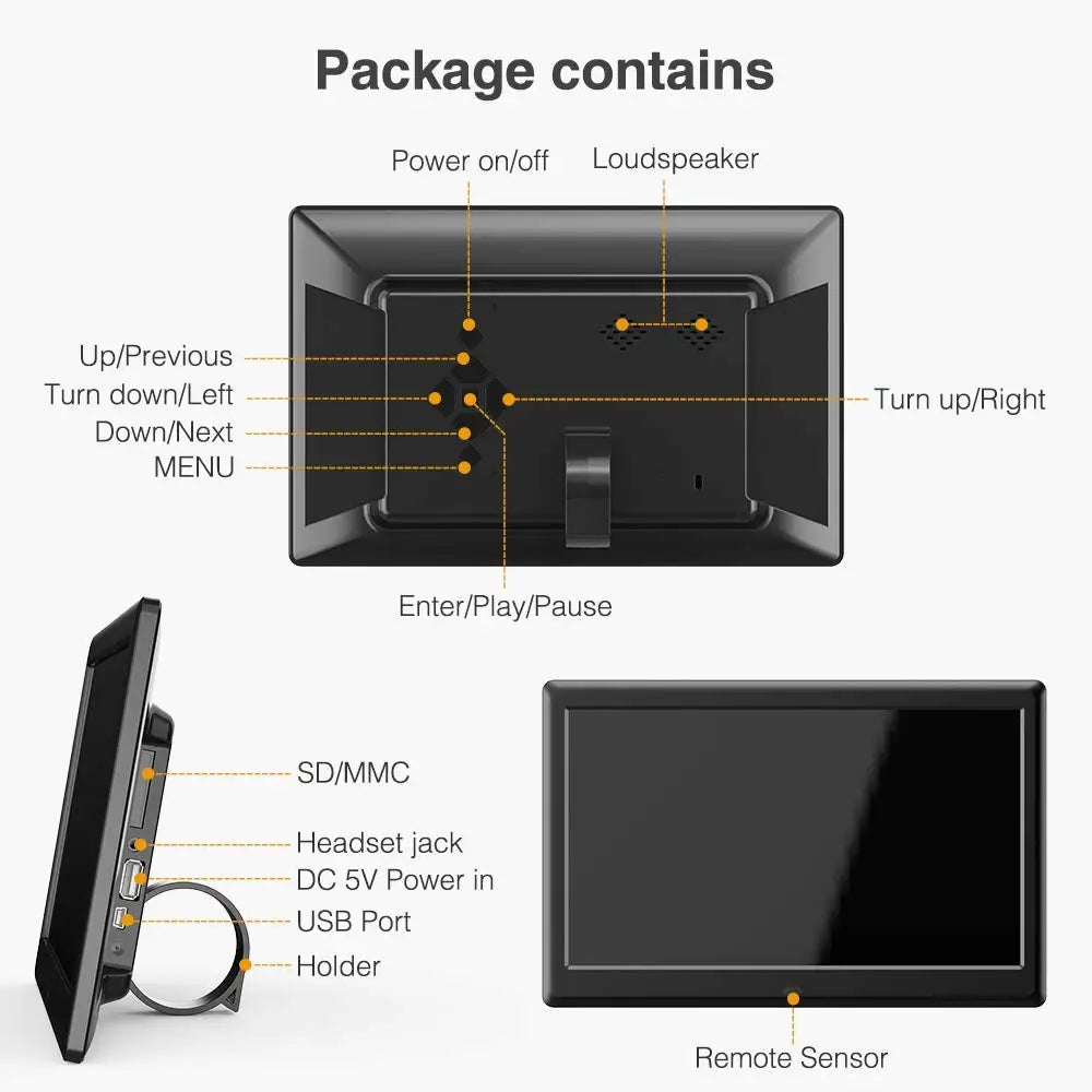 1280x800 IPS HD Display 16 GB Storage Acrylic Frame Digital Picture Frame 10 Inch Calendar Easy Setup Video Photo Upload