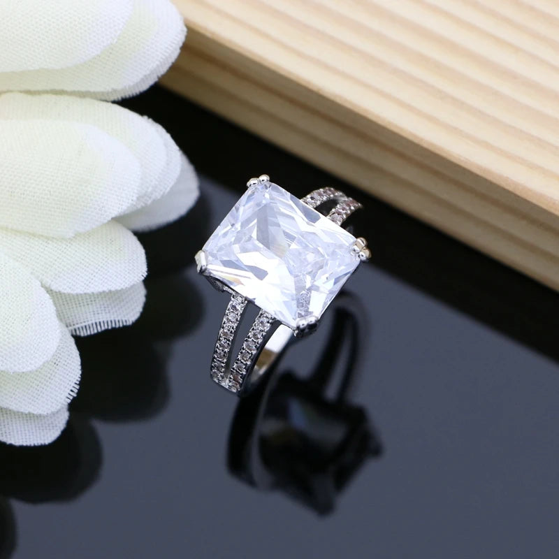 Cute 925 Sterling Silver Jewelry White CZ Beads Jewelry Sets For Women Wedding Earrings/Pendant/Necklace/Rings
