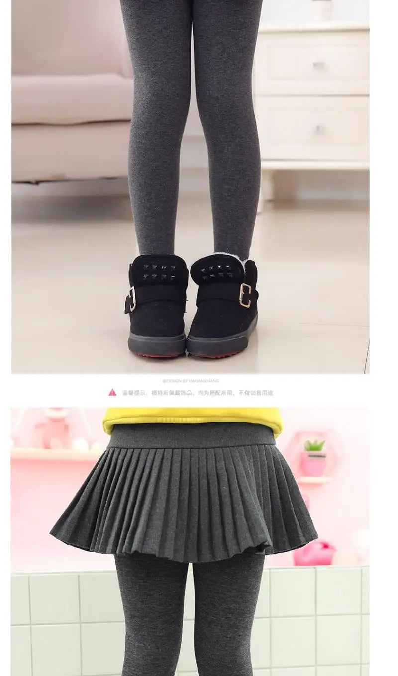 Girls Leggings Kids Autumn Winter Pants Tight for Girls False Two Pieces Culotte Children Skirt-pants Trousers 10 12 13 Years