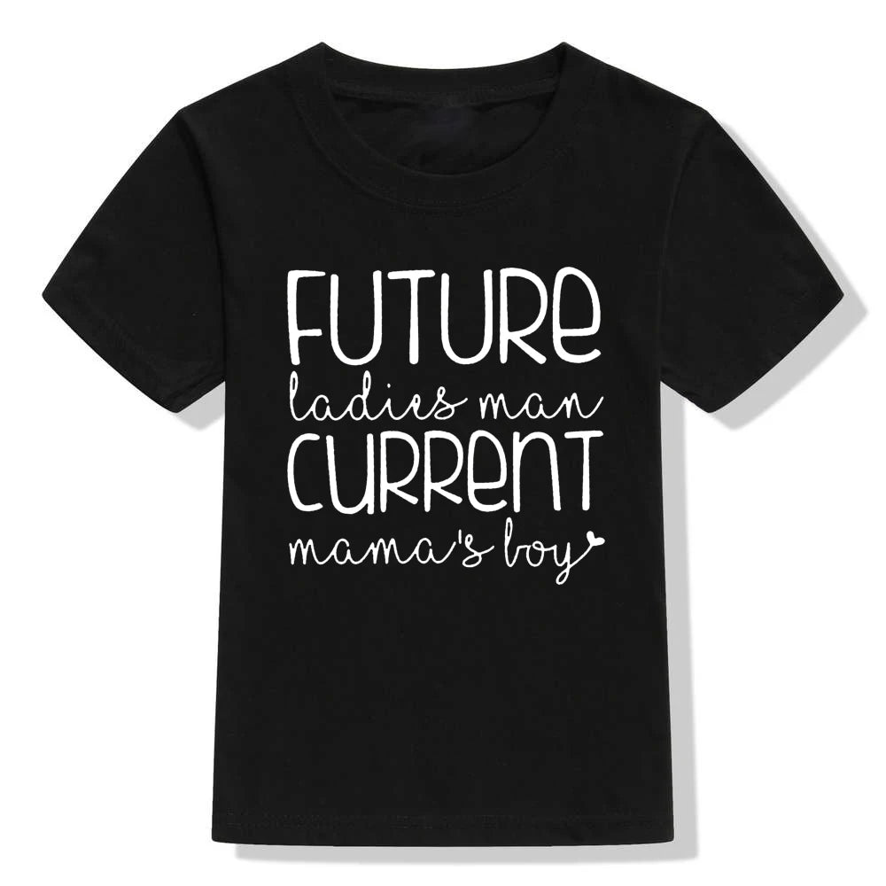 Future Ladies Man Current Mama's Boy Valentine's Day Shirt Toddler Valentines Day T-Shirt Toddler Graphic Tees Shirt Fashion