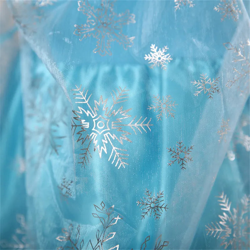 Kids Baby Girl Blue Fancy Dress Frozen Anna Elsa Cosplay Costume Dresses Princess Queen Party Gown Tulle Dresses 4-8 Years