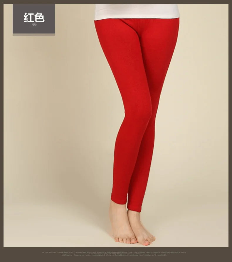 High-quality high-waist cashmere plus size women winter leggings medium-thick solid color thermal sexy leggings women