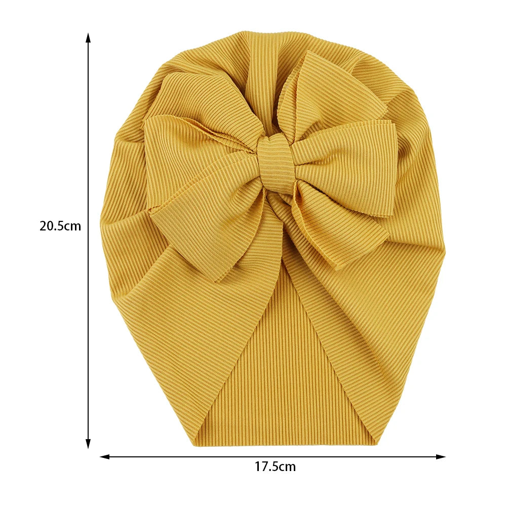 Solid Ribbed Bunny Knot Turban Hats for Baby Boys Girls Beanies Striped Thin Elastic Caps Bonnet Newborn Toddler 0-4T Headwraps