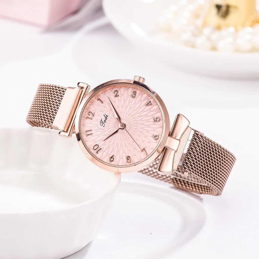 Luxury Women's Watches Set Elegant Female Wristwatches Magnetic Mesh Band Rose Woman Watch Bracelet montre femme reloj mujer