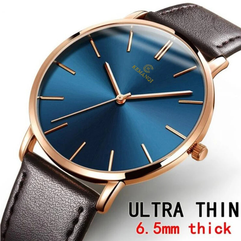 Fashion Men's Quartz Watches Thin Mens Watches Blue Glass Men Watch Men's Watch erkek kol saati reloj hombre Relogio Masculino