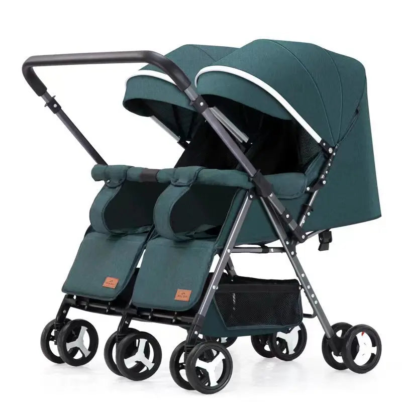 Portable Folding Double Seat Baby Stroller Popular Twin Pram for Two Babies with Sitting and Sleeping Features