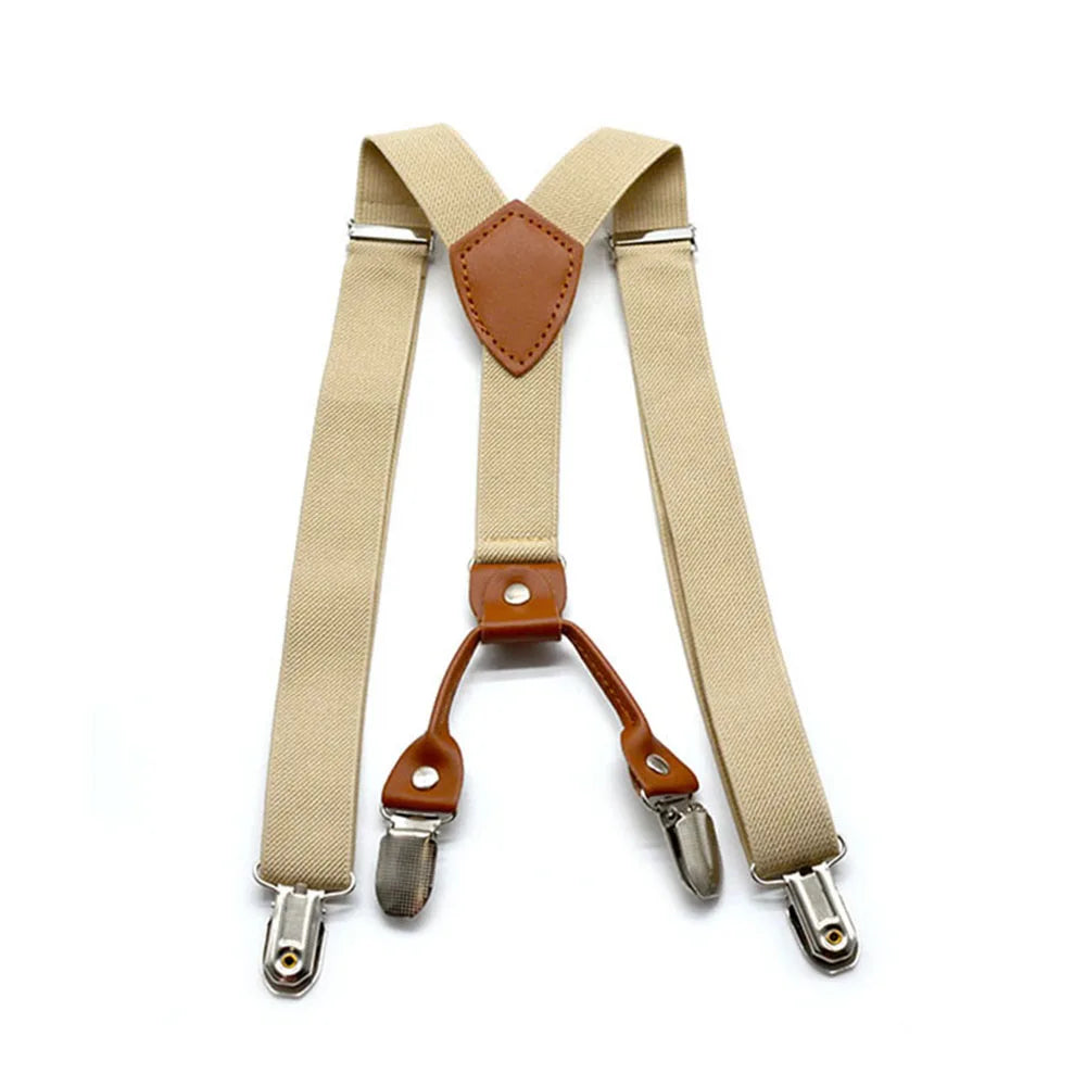 Kids Children Adjustable Suspenders Braces Clip-On Elastic For Boys Girls Soild Color Y-Back Braces Elastic Adjustable Suspender