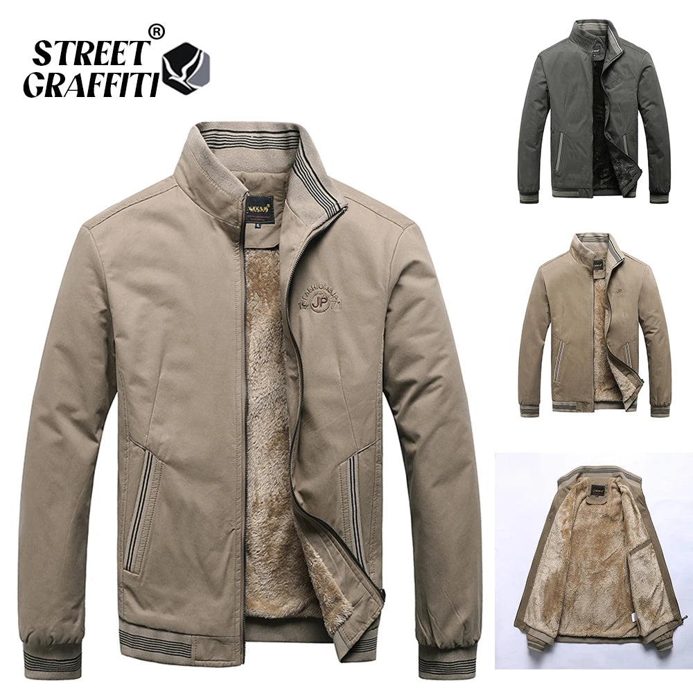 2025 Autumn Men Jackets 100% Cotton Chaqueta Casual Solid Fashion Vintage Warm Vestes Coats High Quality M-5XL Winter Jacket Men