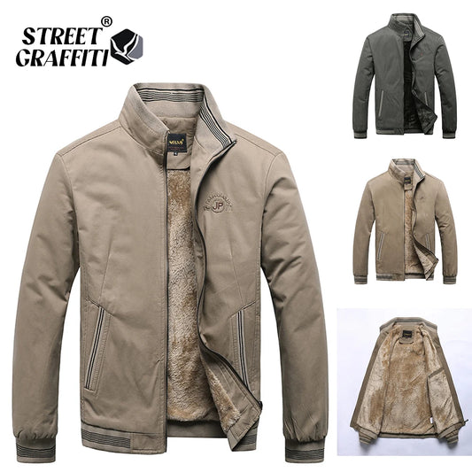 2025 Autumn Men Jackets 100% Cotton Chaqueta Casual Solid Fashion Vintage Warm Vestes Coats High Quality M-5XL Winter Jacket Men