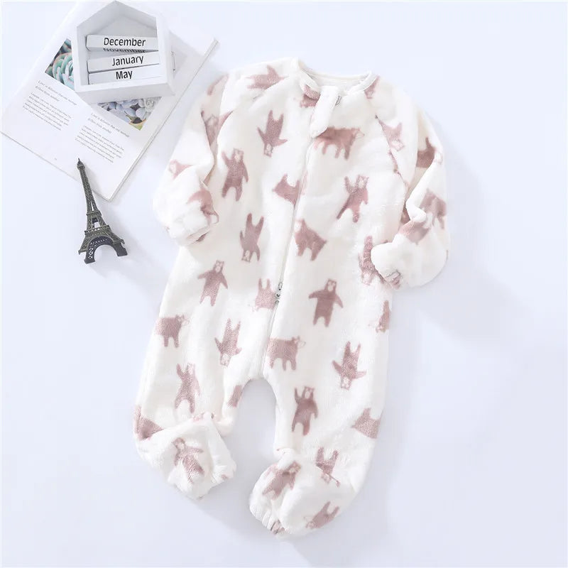 Baby Pajamas For Boys Girls Thick Warm Pajama Autumn Children Flannel Onesies Jumpsuits Winter Kids Cartoon Blanket Sleepwear