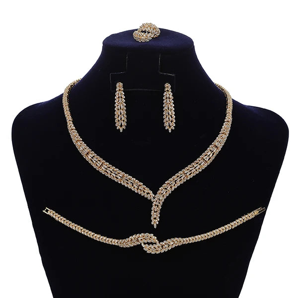 Jewelry Sets HADIYANA Elegant Trendy Birdal Necklace Earring Ring And Bracelet Set Women High Quality CN1805 Conjunto De Joyas