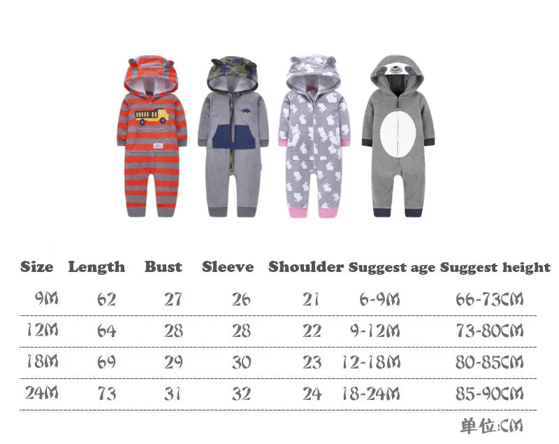 Baby Clothes Warm Toddler Bebe Jumpsuit Spring Outfits Bebe Rompers Hooded Double Zipper Boys Coveral Girls Clothing Fleece Suit