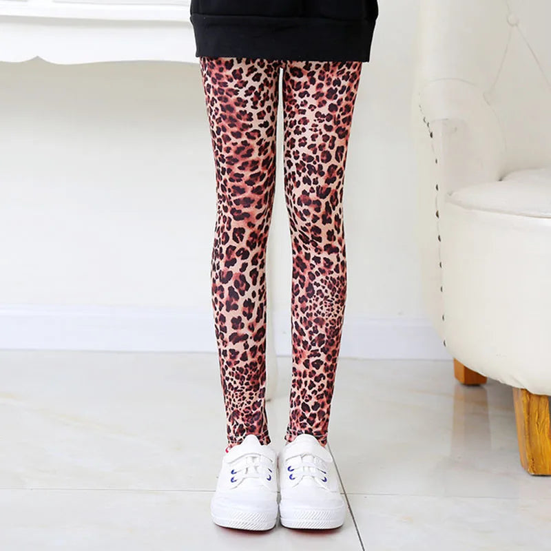 Girls Leggings Stretch Spring Summer Flower Printed Kids Children Pants