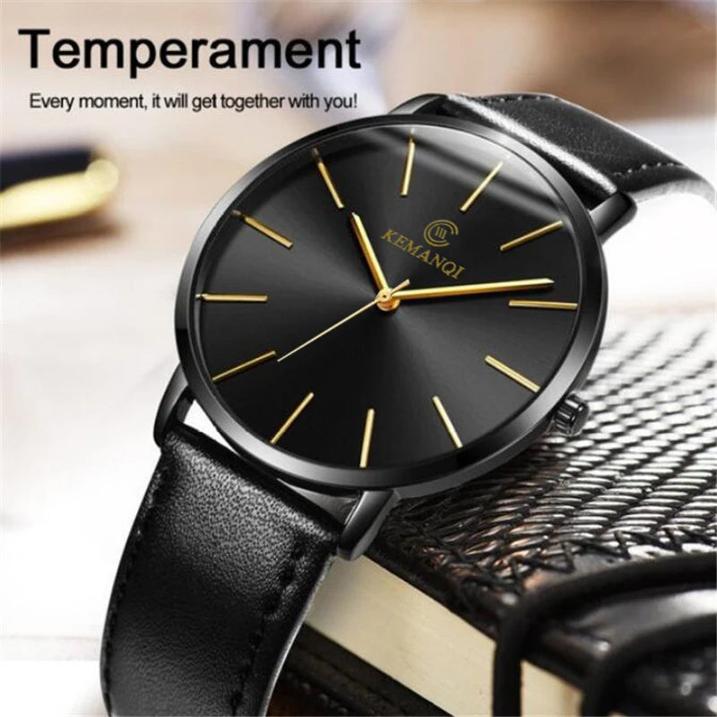 Fashion Men's Quartz Watches Thin Mens Watches Blue Glass Men Watch Men's Watch erkek kol saati reloj hombre Relogio Masculino