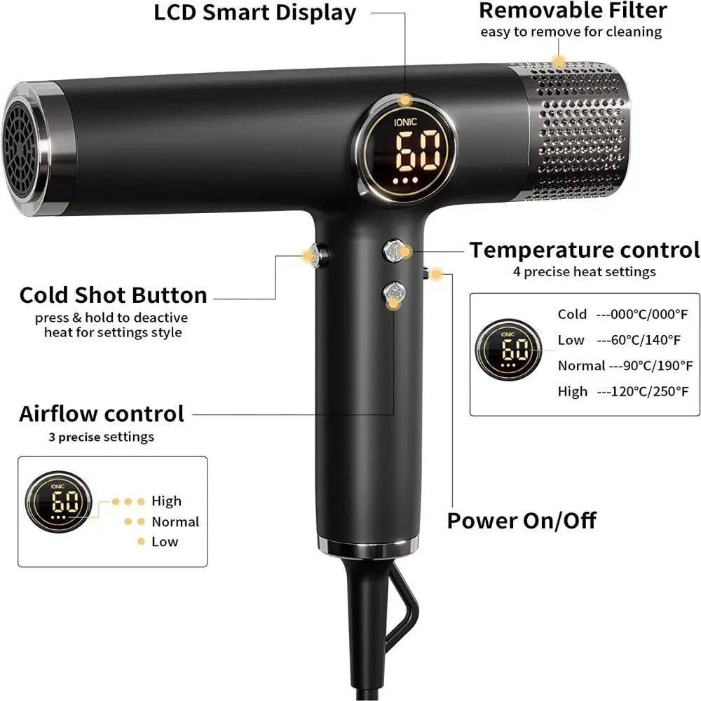 Professional 1800W BLDC High-Speed Motor Hair Dryer Set 5-in-1 Multi-Blow with Diffuser Ionic Feature for Hotels Households