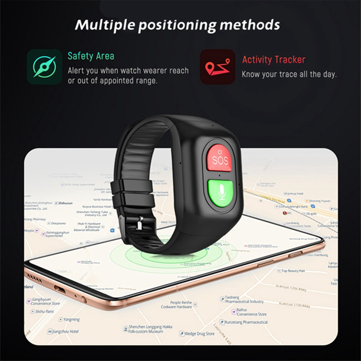Elderly Smart Watch 4G SOS Anti-Wandering Tracker Sports Bracelet Heart Rate Blood Monitor Emergency Alarm GPS Tracking