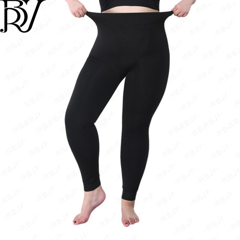 Women's Plus-Size Leggings, Autumn and Winter Thick Fleece Leggings, Thick High-Waisted Polyester Pants for Women, 100kg Fat mm