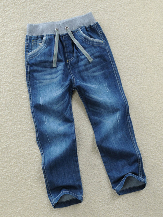 Handsome Stretch Cotton Straight-leg Loose Boys Denim