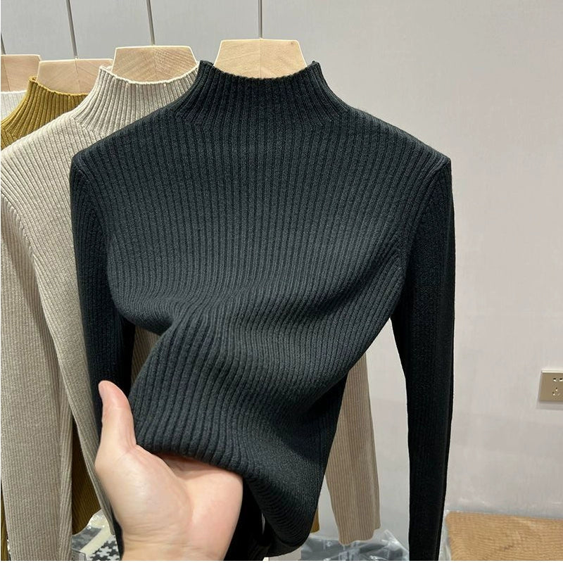 Girl Half Turtleneck Fall and Winter Versatile Basic Sweater