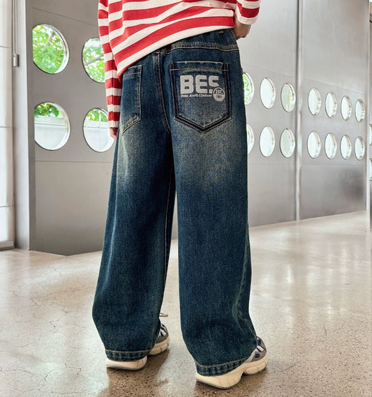 Boy's Wide Leg Denim 2024 New Arrival Summer Kids Children's Thin Straight-leg Casual Spring & Fall Boy Trendy