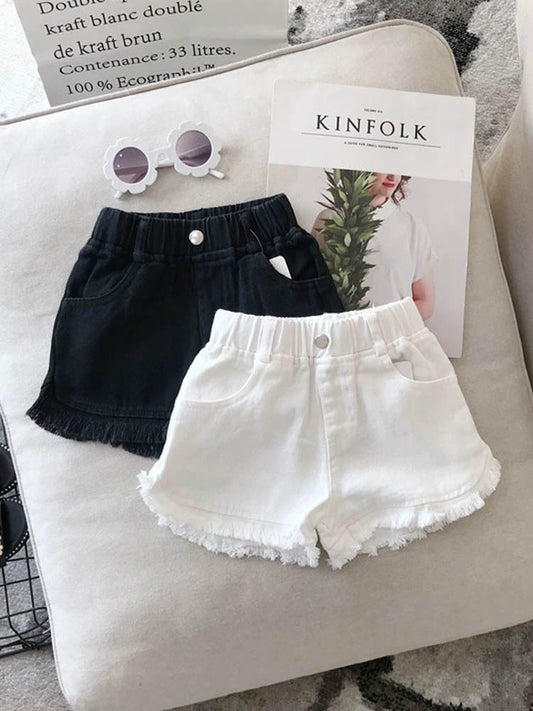 Cute Summer Pure Color K-style Casual Denim Children's Clothing