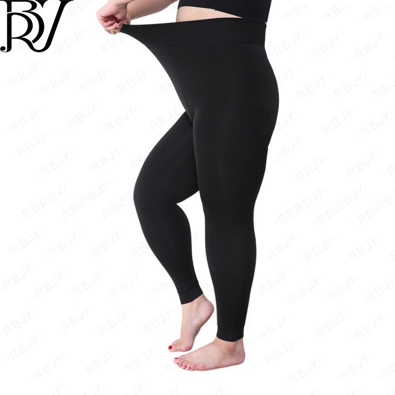 Women's Plus-Size Leggings, Autumn and Winter Thick Fleece Leggings, Thick High-Waisted Polyester Pants for Women, 100kg Fat mm