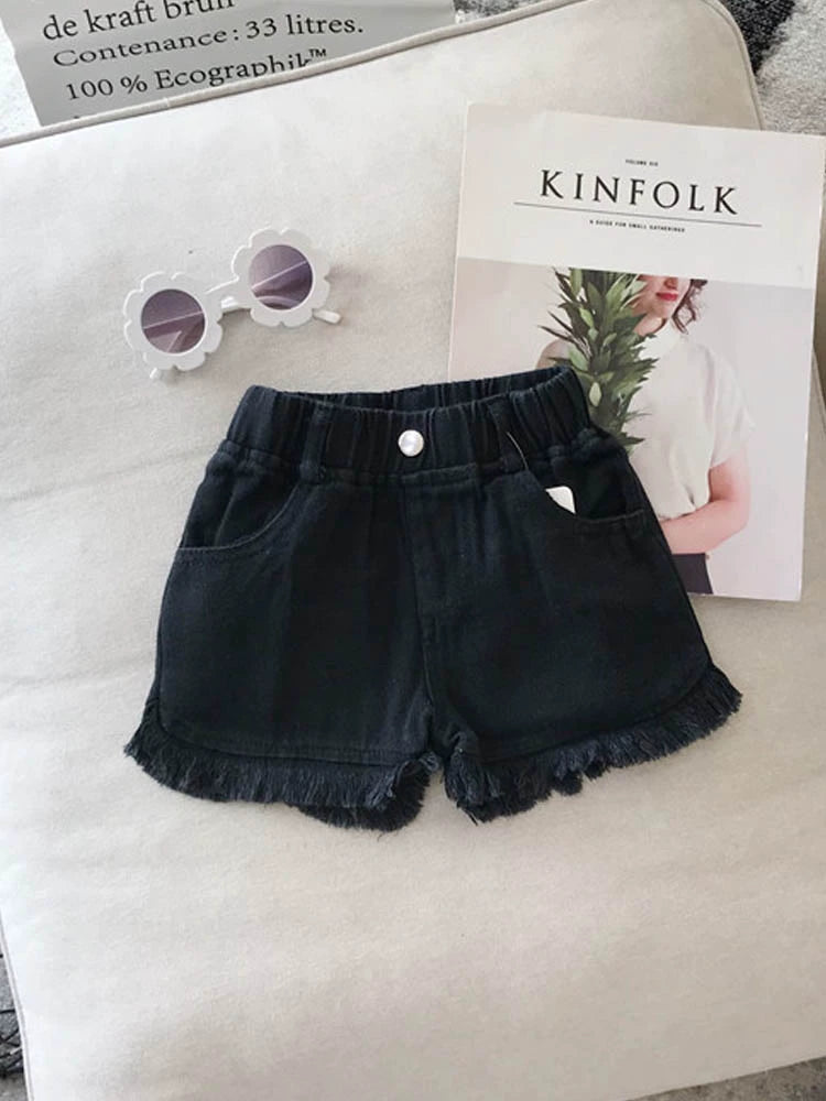 Cute Summer Pure Color K-style Casual Denim Children's Clothing