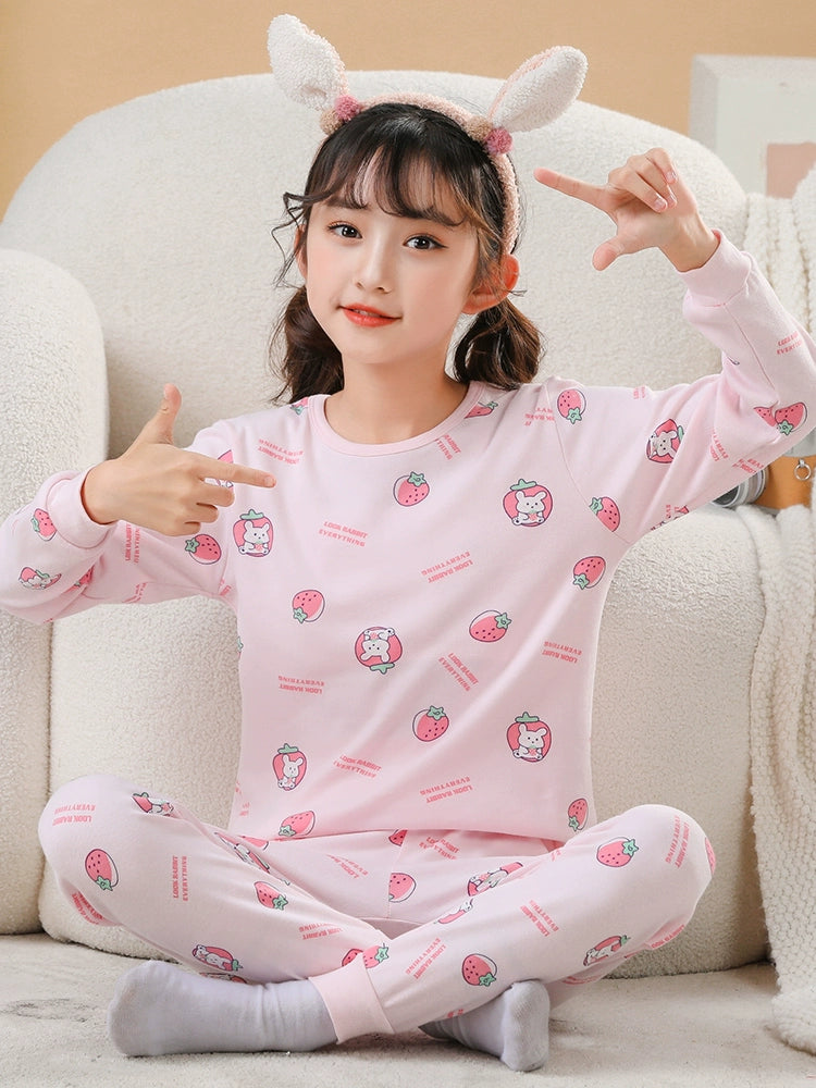 Girls' Keep Baby Warm Cotton Winter Loungewear Pajamas