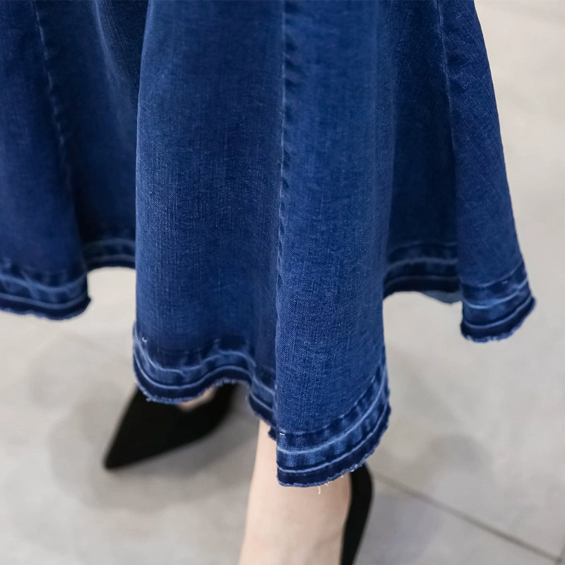 Fashionable New Hip-Wrapped Breasted Denim Skirt