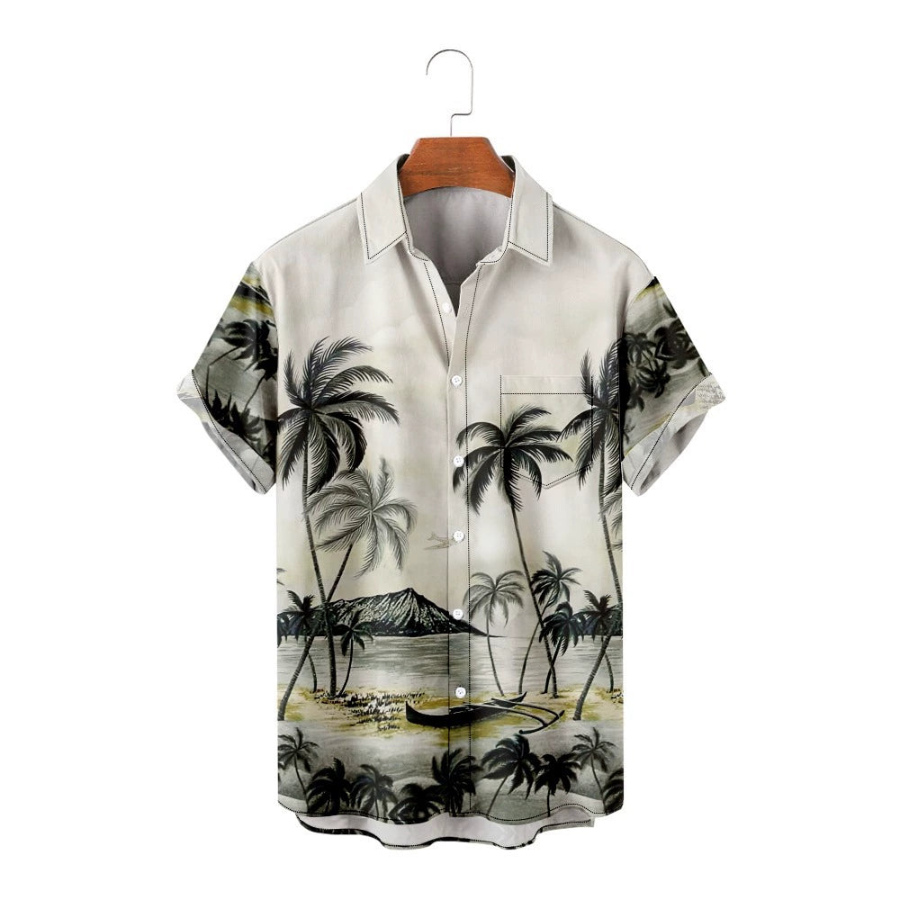 Men's Summer Fashion Scenery Creative Short Sleeve Shirts