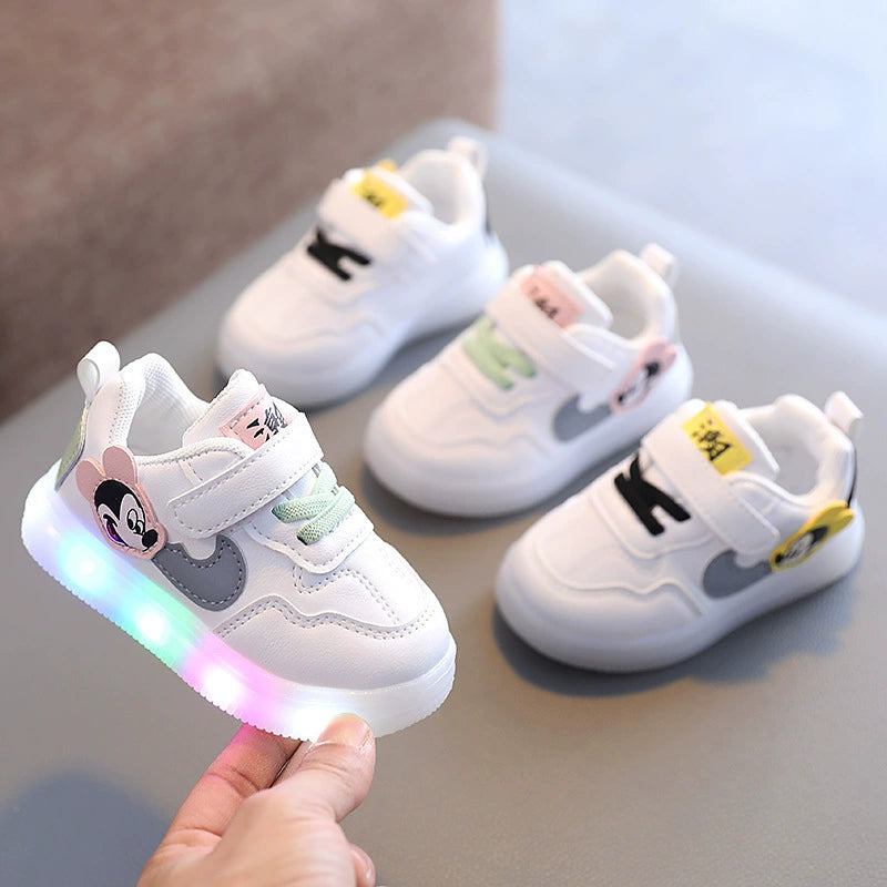 Flashing Light Cartoon Spring and Autumn Boys and Girls Baby Toddler Shoes