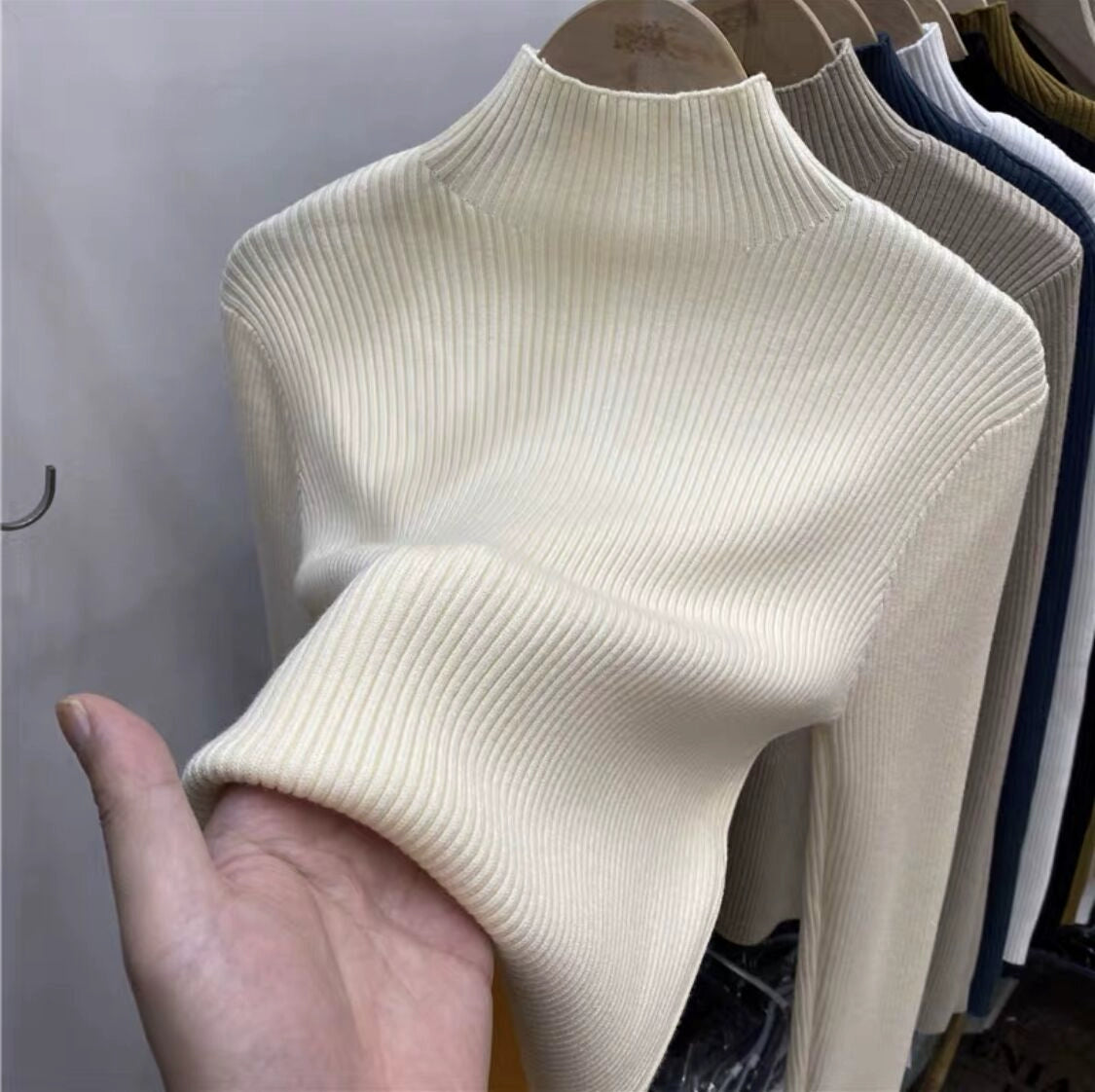 Girl Half Turtleneck Fall and Winter Versatile Basic Sweater