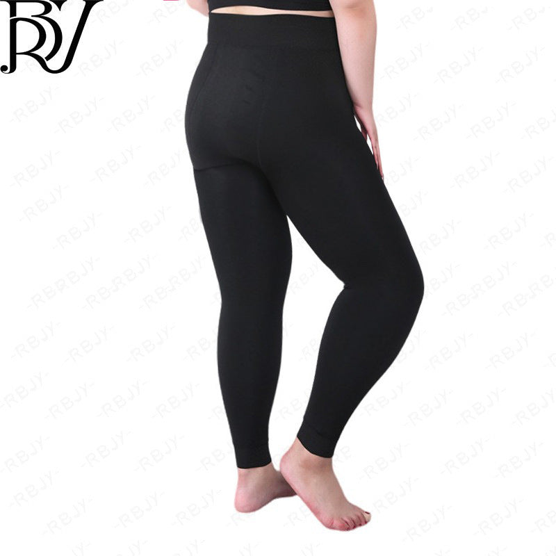 Women's Plus-Size Leggings, Autumn and Winter Thick Fleece Leggings, Thick High-Waisted Polyester Pants for Women, 100kg Fat mm
