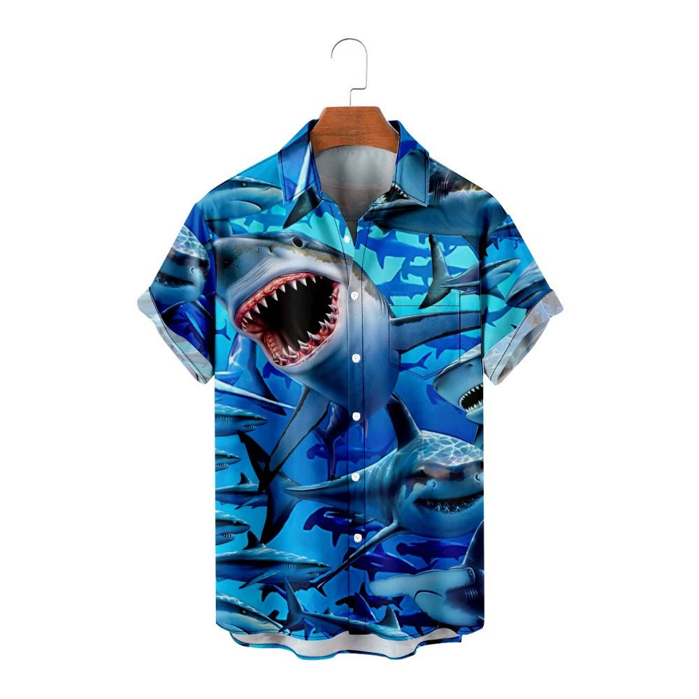 Men's Summer Fashion Scenery Creative Short Sleeve Shirts