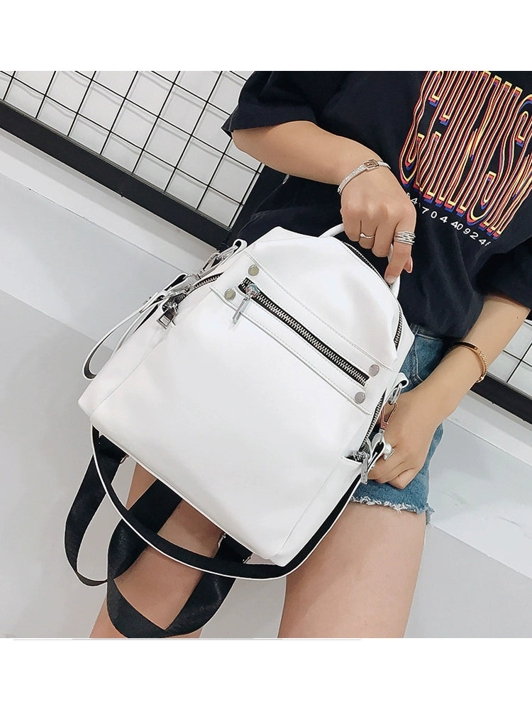 Women's Small Soft Leather Fashion Minimalist Work Backpack