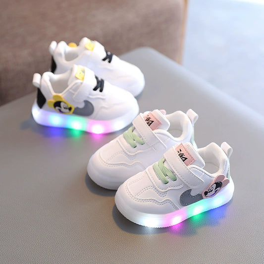 Luz intermitente Dibujos animados Primavera y otoño Niños y niñas Zapatos para bebés pequeños
