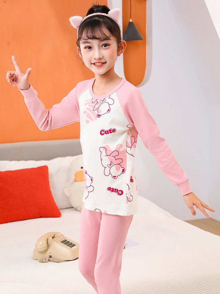 Girls' Keep Baby Warm Cotton Winter Loungewear Pajamas