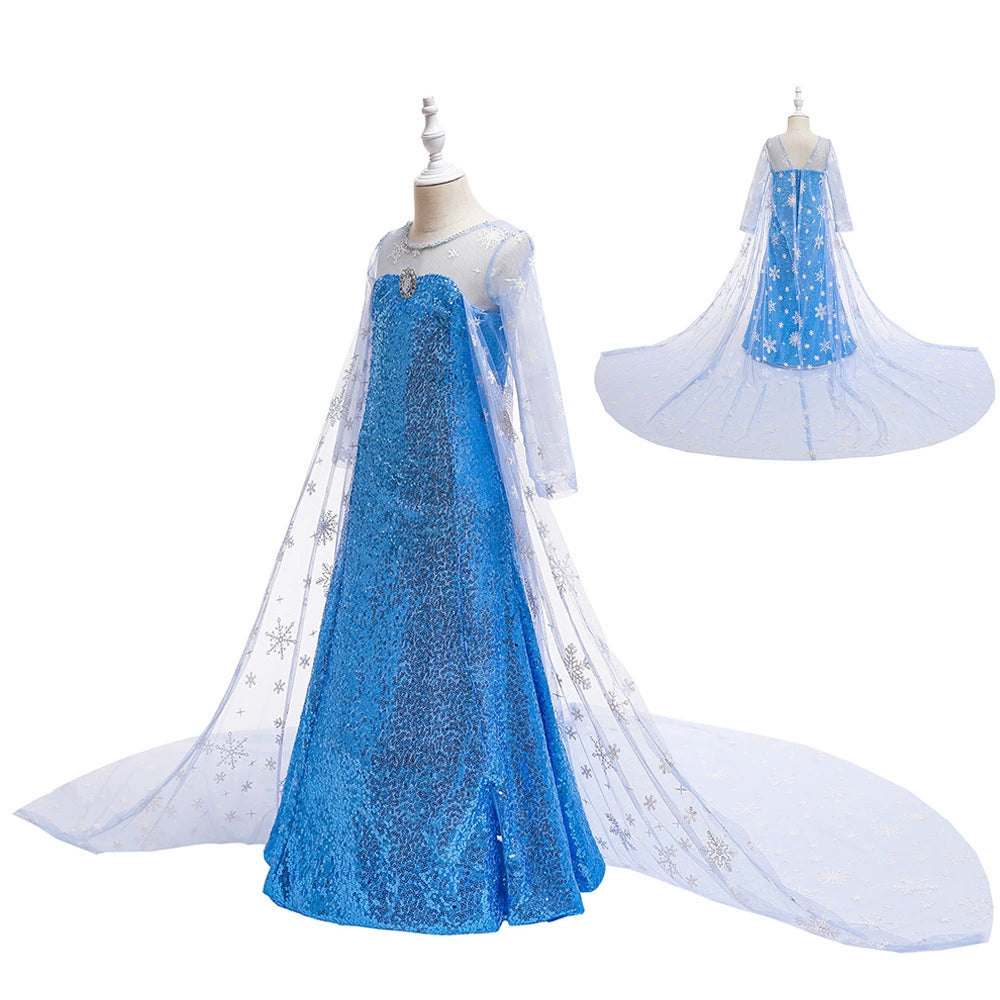 Vestido de princesa para niños Aisha de hielo y nieve de comercio exterior europeo y americano