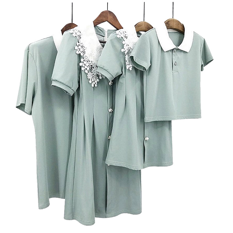 Ropa para padres e hijos Hanfu de madre e hija de estilo occidental de encaje famoso de Internet