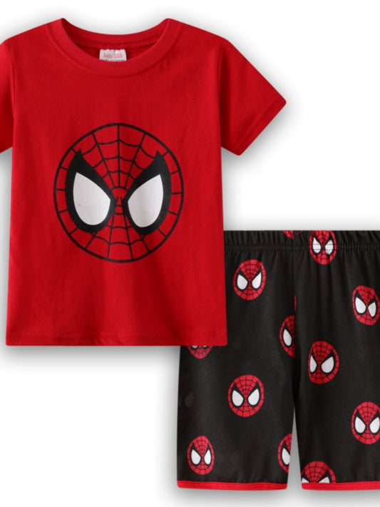 Children's 3-Year-Old Shorts Cotton T-shirt Cartoon Spider Pajamas