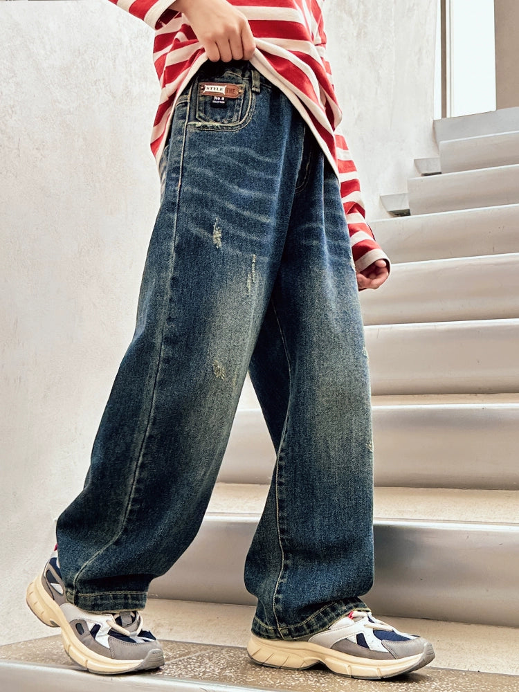 Boy's Wide Leg Denim 2024 New Arrival Summer Kids Children's Thin Straight-leg Casual Spring & Fall Boy Trendy