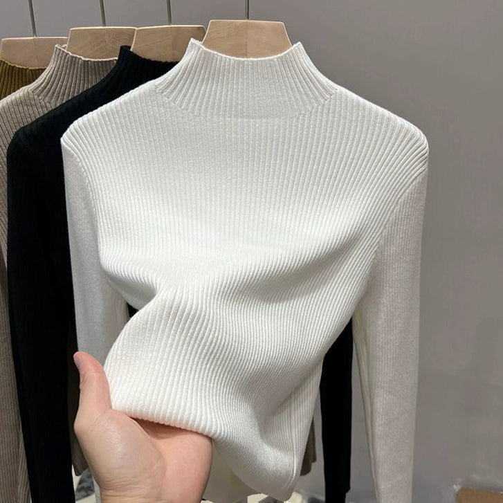 Girl Half Turtleneck Fall and Winter Versatile Basic Sweater